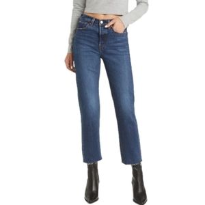 Levi's | Wedgie Straight Raw Hem Ankle Medium Wash High Waisted Jeans sz…